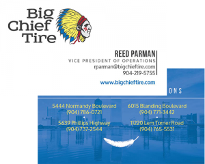 big chief tire business cards