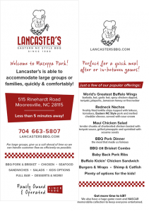 Lancaster's mini menu