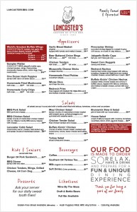 Lancaster's new menu