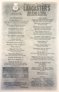 Lancaster's old menu