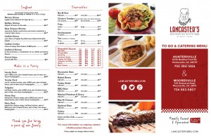 Lancaster's to-go menu