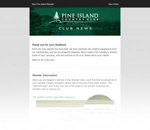 Pine Island Country Club eblast