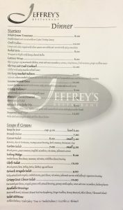 Jeffrey's old menu